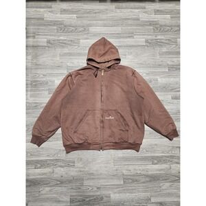 Vintage Carhartt Thermal Lined Spell Out Full Zip Hoodie Faded Brown Size XL